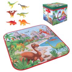 72x72cm子供漫画プレイマット+ 6恐竜おもちゃスクエア折りたたみボックスキャンプマットキッド幼児クロールピクニックカーペット 