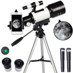 Astronomical Τηλεσκόπιο 70mm Aperture 300mm Focal μήκος Tripod Outdoor Camping Τηλεσκόπιο for Kids & Beginners