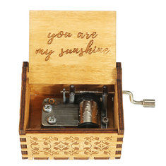 Hand Crank Wooden Engraved Theme Music Box Musical Accessories for Music Enthusiast
