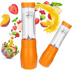 Liquidificador de frutas recarregável por USB com 6 lâminas e capacidade de 280 ml, inclui uma taça para levar ao ar livre.