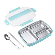 1.1L Stainless Steel Kotak Makan Siang Piknik Makan Peralatan Makan Wadah Makanan Anti Bocor Kotak Makan Malam
