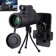 Монокуляр IPRee® Номер-L1 40x60 HD Оптика БАК4 Телескоп со светодиодным фонариком для слабого ночного видения с держателем для телефона Штатив