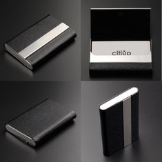 IPRee® Ultra-dünne minimalistische PU-Brieftaschen, Edelstahl-Metallkartenhalter, tragbare ID-Karten-Aufbewahrungsbox für Männer.