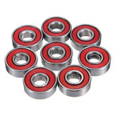 10pcs Red Sealed Deep Groove Skateboard Ball Bearing 608 2RS 8x22x7mm
