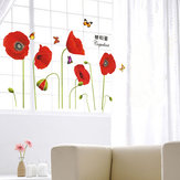 Corn Poppy Butterflies Wall Sticker Art DIY Home Decoration