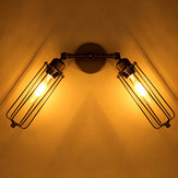 Lampu Dinding Gaya Negara Edison Bertingkat 2 Kepala Vintage dengan Kandang Besi Loft