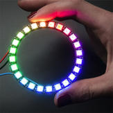 حلقة إضاءة LED بجهد 4-7 فولت تحتوي على 24 مصباح LED من نوع WS2812 5050 RGB مع ادوات التحكم المدمجة