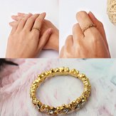 Vintage Gold Plated Rhinestone Flowers Finger Ring Women Jewelry