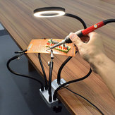NEWACALOX USB LED 3Χ Μεγεθυντικός φακός Σταθερή πλάκα κυκλωμάτων Bench Vise Table Clamp Soldering Station Εργαλείο τρίτου χεριού με 5 ευέλικτα βραχίονες