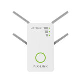 Pixlink 1200Mbps Wireless Repeater Dual Band WiFi-Signalverstärker Gigabit Repeater Signalverstärker mit 4 externen Antennen LV-AC09