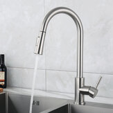Brushed Stainless Steel Pull Out Kitchen Faucet 360° Rotation Hot And Cold Water Mixed Wash Basin Sink Tap