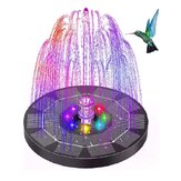 3.8W Солнечный насос для фонтана с LED-подсветкой на 7 цветов с 6 насадками для воды, плавающий в садовой ванне для птиц
