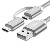 Bakeey 2 في 1 نوع C مايكرو USB نايلون مضفر البيانات كابل شحن USB 2.0 لـ 6 Oneplus S8 S7