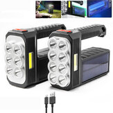 BIKIGHT 8 LED + COB 4 Mód Szuper Fényes Hordozható Napenergia Zseblámpa USB Tölthető Tápegység Jelző Fényerő Erős Reflektor