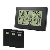 Digitales Thermometer Hygrometer Wecker Wireless Innenwetterstation mit Doppelwecker Elektronischer Kalender mit 3 Kabellosen Sensoren für Raumtemperatur Luftfeuchtigkeit