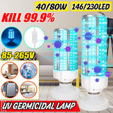 40W 80W UV Germicida Lámpara UVC E27 LED Bombilla Luz de desinfección de ozono para el hogar con interruptor de soporte Lámpara de 1.7M