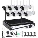 Hiseeu 10-Zoll-Displayer 8CH 1200P kabelloses CCTV-System NVR IP-Kamera IR-CUT Bullet CCTV-Heimsicherheitssystem CCTV Kit