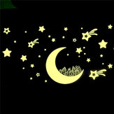 Nhãn dán sáng trong bóng tối với hình trăng và ngôi sao, dễ dàng tháo rời khỏi tường, trang trí phòng trẻ em
