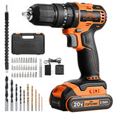 ТОПШАК TS-ED5 20V 13mm Brushless Impact Electric Drill 45N.m Torque 0-1650RPM Variable Speed W/1pc Battery EU/US Plug and 43pcs Accessories