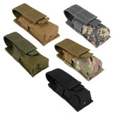 Tasca singola in nylon per caricatore con tasca per torcia e clip per cintura da caccia e accessori per armi
