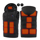 TENGOO HT-11 11 Areas Heating Vest Unisex 3-Gears Heated Vest Coat USB Electric Thermal Clothing Hooded Vest Winter Outdoor Warm Clothing