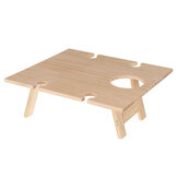 Portable Foldable Wooden Table with Glass Rack Cup Holder for Home Supplies