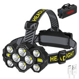 BIKIGHT XPE 2000LM 10 superheldere lampen 8 verlichtingsmodi LED-hoofdlamp met een breed bereik van 90°, USB-oplaadbaar, waarschuwingsachterlicht, hoofdlamp voor buitenfietsen, visavonturen, fietslamp.