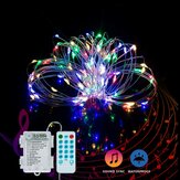 YOZATIA 50/100LEDs 32.8ft Christmas Decorative LED String Lights Sound Activated Music 12 Modes Waterproof Silver Wire Multicolor USB Powered Fairy Lights with Remote Control for Home Party Birthday Wedding Decor