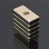 5 pezzi di potenti magneti cuboidali in neodimio di terre rare N35 da 20x10x4mm con foro da 4mm