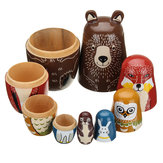 5 Ξύλινες Κούκλες Ματρυόσκα Άγριας Ζωής Αρκούδα Ρωσική Κούκλα Χειροτεχνίας Διακόσμηση Δώρο Παιδί