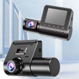 C50B 1080P 3-canal Dash Cam Car DVR Vision nocturne infrarouge Objectif rotatif à 360 ° Écran HD IPS Moniteur de stationnement inversé