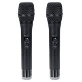Microfone de karaokê sem fio profissional duplo UHF com receptor de 3,5 mm