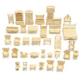 DIY Mini 34pcs / set Enfants Poupée Éducative Maison Accessoires Meubles 3d Woodcraft Puzzle Modèle Kit Jouets À La Main