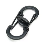 5db S alakú műanyag acél Anti Theft Carabiner Keychain Hook Clip EDC Tool Fekete