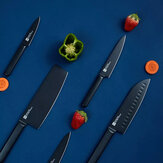 HUOHOU 5PCS Antihaft-Küchenmesserset aus Edelstahl Kochmesser Obstmesser Chopper Slicer Blade von - Cool Black