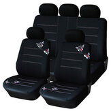 Capas universais para assentos de carro pretas com bordado. Confortáveis e transpiráveis.