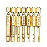 BROPPE 7Pcs Bits magnéticos de cabeça hexagonal dourados de 50mm 1,5-6,0mm com haste hexagonal de 1/4 polegadas