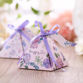 50 ADET Bahar Çiçek Şeker Kutuları Kağıt Düğün Parti Süslemeleri Favor Tatlı Kutuları Çantalar Kurdela Etiketleri