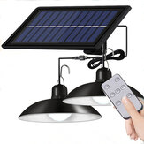 Napenergiával működő kültéri vízálló LED lámpa dupla lámpázzal és távirányítóval belső pajta, csűr vagy szoba számára