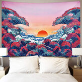 3D Великий океанский вал Стенное висячее одеяло Домашнее украшение Большое полиэстеровое океанское волнение Ткань для вечернего заката Жилая комната Орнамент