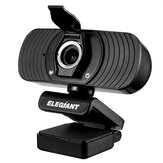 Webcam HD 1080P ELEGIANT EGC-C01 com cobertura de privacidade, microfone embutido para videochamadas, conferências, jogos, Plug & Play USB para Windows, Mac OS e Android