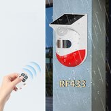 Alarme solar RF433 para exterior com detecção de movimento corporal, alarme sonoro e luminoso infravermelho