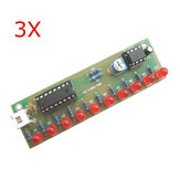 3 Cái NE555 + CD4017 LED Flash DIY Kit 3-5V Mô-đun LED nhẹ