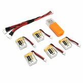 5PCS Eachine E010 E010C 3.7V 150MAH 45C Upgrade Bateria Conjunto de carregador USB Quadricóptero RC Peças de reposição