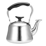 Chaleira de aço inoxidável com apito para ferver água para chá e café de 1L, prateado