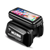 WILD MAN Rainproof Hard Shell Bicycle Phone Bag Front Top Tube Cycling Bag For 4.2-6.5 Inch Phone MTB Bike Accessories