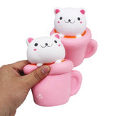 Squishy Jumbo Teacup Cat Kitten 14cm Slow Rising Soft Animal Pet Collection Gift Decor Toy