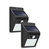 2pcs Energía Solar 20 LED Sensor de Movimiento PIR Luz de Pared Impermeable Lámpara de Seguridad para Exteriores Patio Jardín