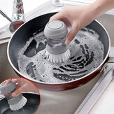 Spazzola per lavare pentole e piatti per utensili da cucina con distributore di sapone liquido per il lavaggio. Strumento di pulizia di spazzole per pentole e piatti.