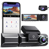 AZDOME M550 Dash Cam 3 canais Frontal Interior Traseiro 2K+1080P+1080P Gravador de câmera de painel de carro noturno DVR com WiFi GPS embutido com cartão de 32 GB